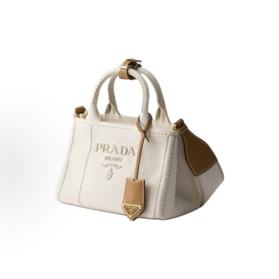 PRADA Jardiniere detachable and adjustable logo printed webbing shoulder strap Mini Women\'s handbag